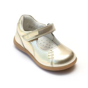 L'Amour Sz 11 Kids Gold Mary Jane Shoes, Velcro strap
